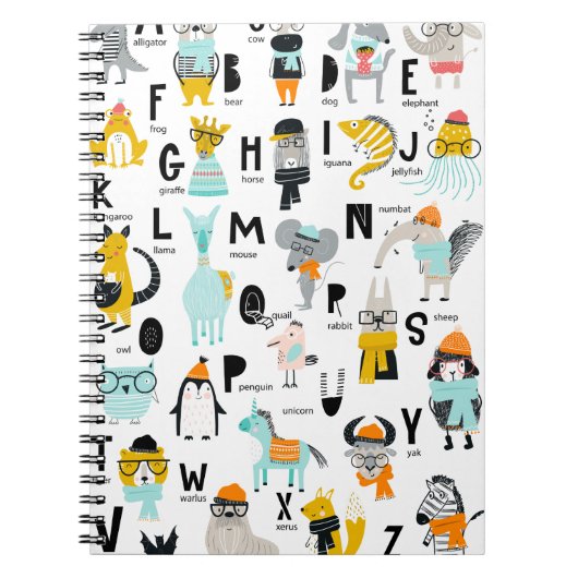 かわいい動物のアルファベット |帽子を持っている人もいる ノートブック (正面)
