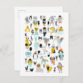 かわいい動物のアルファベット |帽子を持っている人もいる ポストカード (正面/裏面)