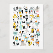 かわいい動物のアルファベット |帽子を持っている人もいる ポストカード (正面)