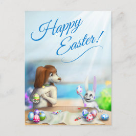 かわいい動物のイースターポストカード シーズンポストカード