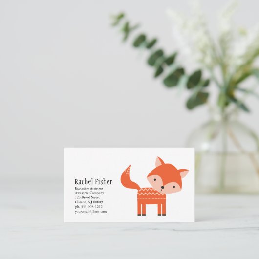 かわいい動物のオレンジキツネの名刺 名刺 (スタンド正面)