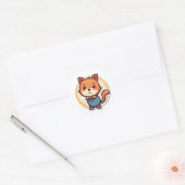 かわいい動物のオーバーオール ラウンドシール (封筒)