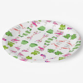 かわいい動物のカエルとフラミンゴ ペーパープレート (アングル)