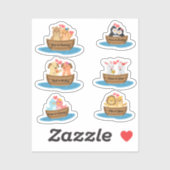 かわいい動物のカップルスタンプ シール (シート)