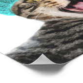 かわいい動物のキャップ付き猫ポートレート ポスター (角)