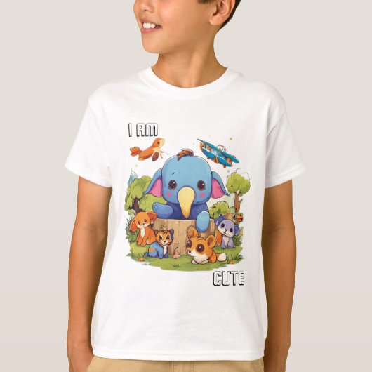 かわいい動物のキャラクターイラスト 私はかわいい Tシャツ (正面)
