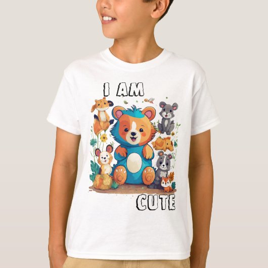 かわいい動物のキャラクター 新しい 私はかわいい Tシャツ (正面)