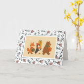 かわいい動物のギフトフレンズ誕生日 カード (黄色い花)