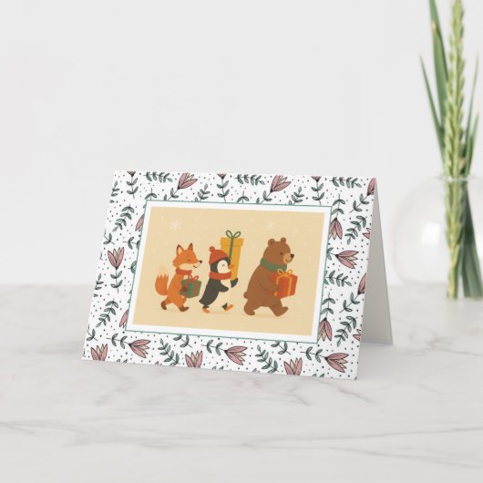 かわいい動物のギフトフレンズ誕生日 カード (正面)