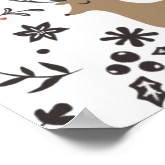 かわいい動物のクリスマスパターン ポスター (角)