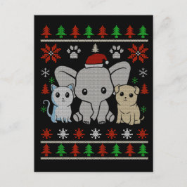 かわいい動物のクリスマスポストカード シーズンポストカード