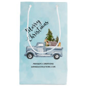 かわいい動物のクリスマス トラック ビジネス スモールペーパーバッグ (正面)