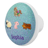 かわいい動物のグリッター背景 セラミックノブ (右)