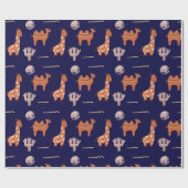 かわいい動物のサボテンの子ども ラッピングペーパー (フラット)