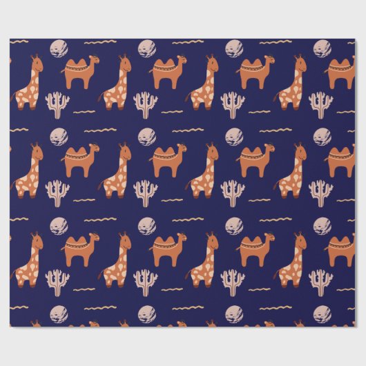 かわいい動物のサボテンの子ども ラッピングペーパー (フラット)