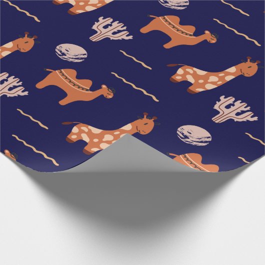 かわいい動物のサボテンの子ども ラッピングペーパー (角)