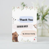 かわいい動物のサンキューカード | 赤ちゃんシャワー サンキューカード (スタンド正面)