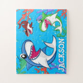 かわいい動物のシーライフサメ海魚の子供 ジグソーパズル (縦)