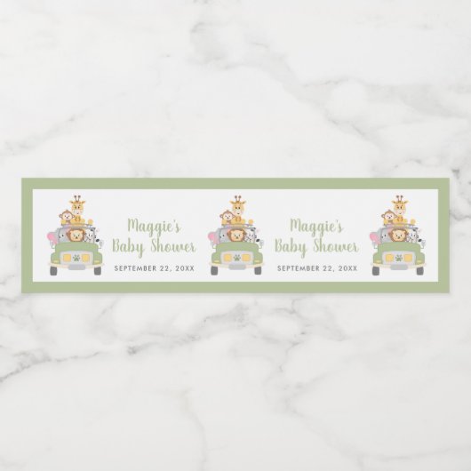 かわいい動物のジャングルサファリベイビーシャワー ペットボトルラベル (シングルラベル)