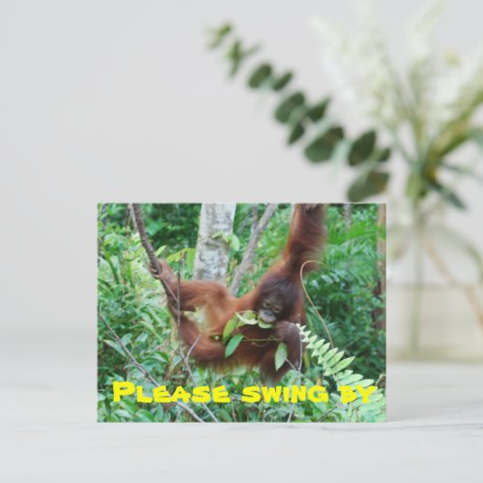 かわいい動物のスウィンガーのパーティの招待状 インビテーションポストカード (スタンド正面)