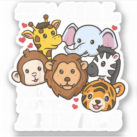 かわいい動物のゾウとキリンのイラスト シール (正面)