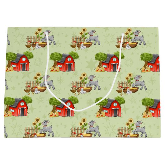 かわいい動物のタイルパーティー ラージペーパーバッグ (正面)