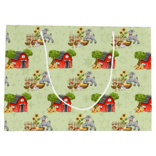 かわいい動物のタイルパーティー ラージペーパーバッグ (裏面)