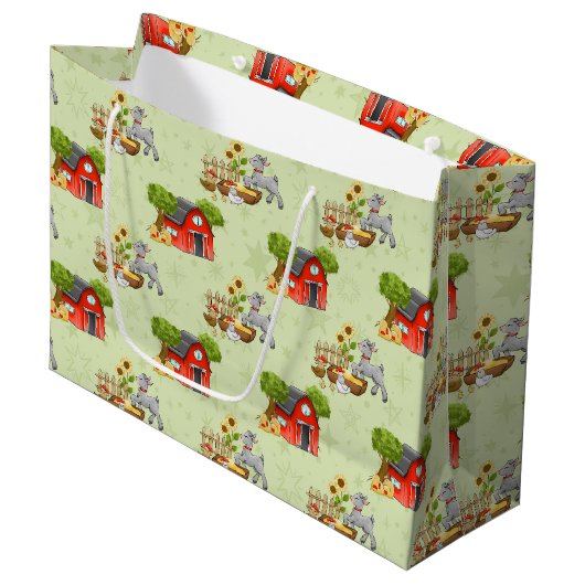 かわいい動物のタイルパーティー ラージペーパーバッグ (正面アングル)