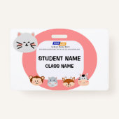 かわいい動物のタグ付きの子どもの名前タグデザイン バッジ (正面)