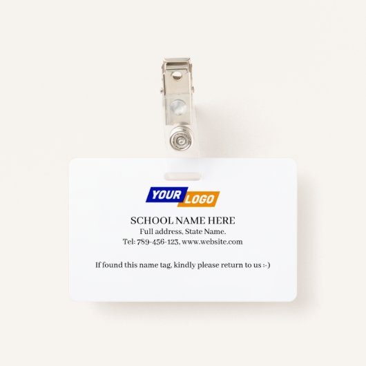 かわいい動物のタグ付きの子どもの名前タグデザイン バッジ (裏面クリップ)