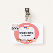 かわいい動物のタグ付きの子どもの名前タグデザイン バッジ (正面クリップ)