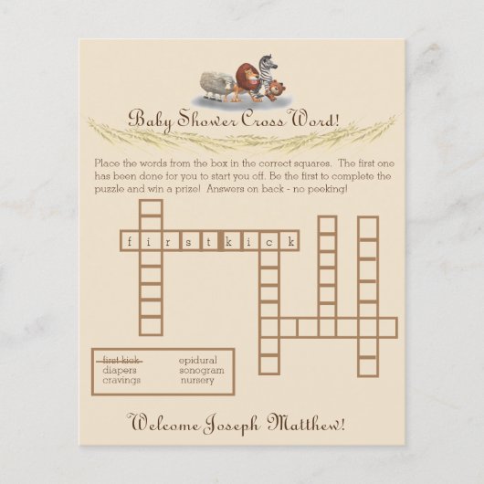 かわいい動物のテーマのクロスワードゲーム チラシ (正面)