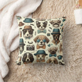 かわいい動物のデザイン継ぎ目のない犬と猫のパターン クッション (ブランケット)