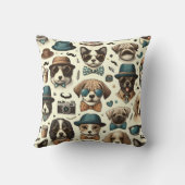 かわいい動物のデザイン継ぎ目のない犬と猫のパターン クッション (裏面)