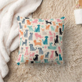 かわいい動物のデザイン継ぎ目のない犬と猫のパターン クッション (ブランケット)