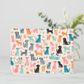 かわいい動物のデザイン継ぎ目のない犬と猫のパターン 招待状 (スタンド正面)