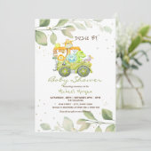 かわいい動物のトラックが赤ちゃんシャワーでドライブ 招待状 (スタンド正面)