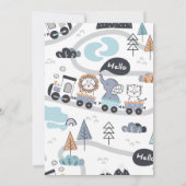 かわいい動物のトレーニング旅行ボーイズ赤ちゃんシャワー 招待状 (裏面)