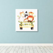 かわいい動物のドライブ キャンバスプリント (インサイチュ (ウッドフロア))