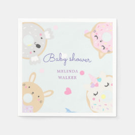 かわいい動物のドーナツ赤ちゃんシャワー スタンダードカクテルナプキン