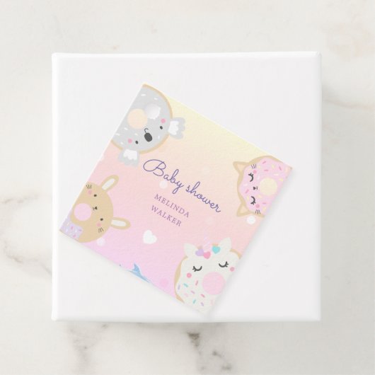 かわいい動物のドーナツmonogram baby shower フェイバータグ (インサイチュ)