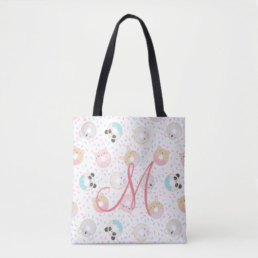 かわいい動物のドーナツmonogram toteバッグ トートバッグ (正面)