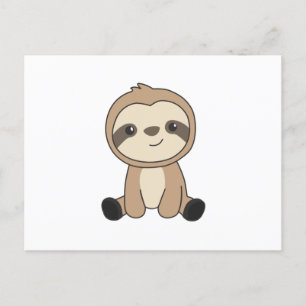 かわいい動物のナマケモノ子供へをスロッおもしろいクス ポストカード