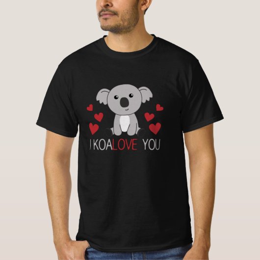 かわいい動物のハートで可愛いコアラ Tシャツ (正面)