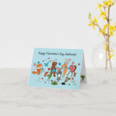 かわいい動物のバレンタインデーカード カード (黄色い花)