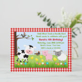 かわいい動物のバースデーパーティ招待状 招待状 (スタンド正面)