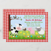 かわいい動物のバースデーパーティ招待状 招待状 (正面/裏面)