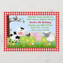 かわいい動物のバースデーパーティ招待状 招待状