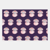 かわいい動物のパターン ラッピングペーパーシート (正面3)