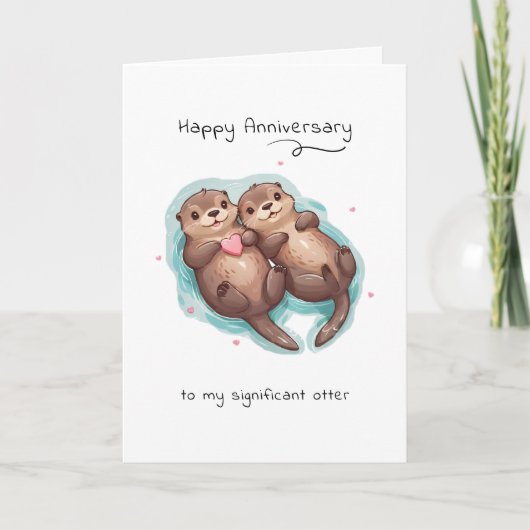 かわいい動物のパニー記念日 カード (正面)